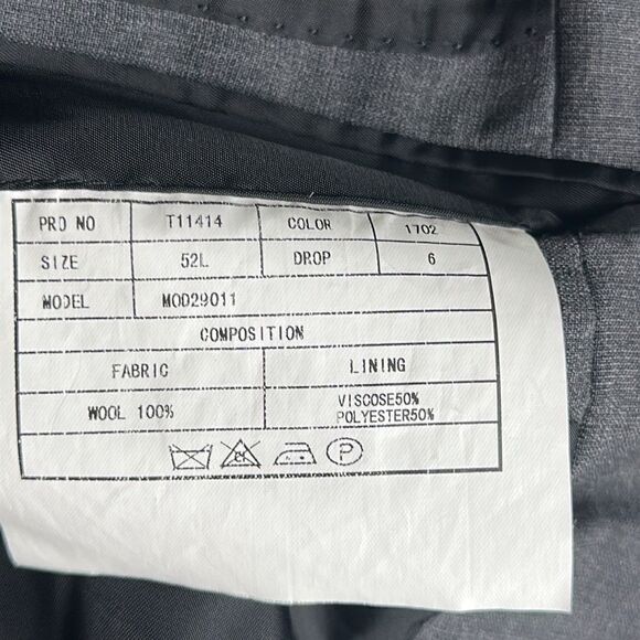 Brunelli with Tessilstrona Italy Men’s 100% Wool Gray Suit Jacket Blazer 42L - Picture 13 of 14